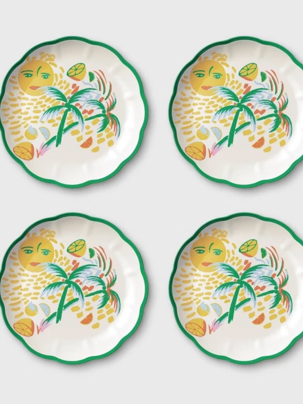 Roller Rabbit x Target 4pc Set 11in Yellow Green Vacation Melamine Dinner Plates